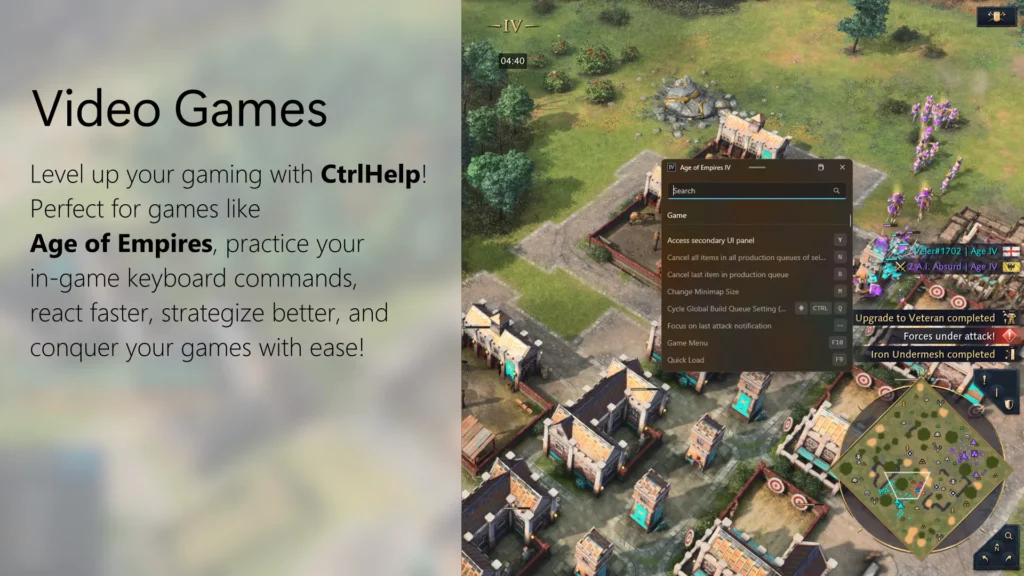 CtrlHelp keyboard shortcuts software integrates with video games